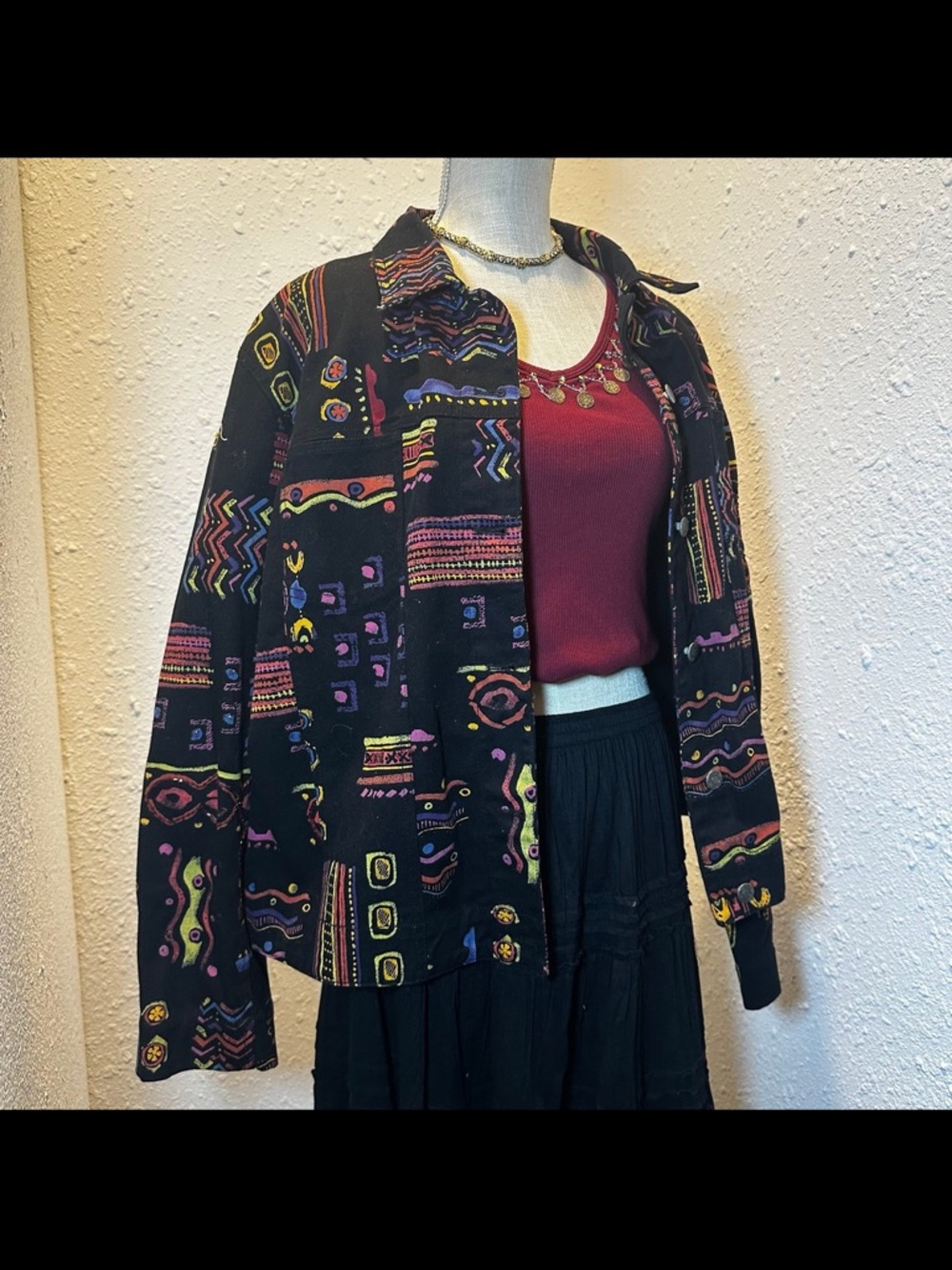 Vtg Multicolor Patterned Women's Jacket - Casual Button-Up